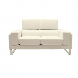 Καναπές Shea pakoworld 2θέσιος PU ivory-inox 158x80x87εκ