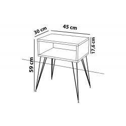 Κομοδίνο Naida pakoworld γκρι-μπεζ-μαύρο 45x30x59εκ