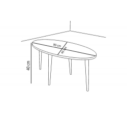 Τραπέζι σαλονιού Barton pakoworld λευκό-καφέ 90x45x40εκ