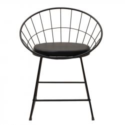 Καρέκλα Seth pakoworld μέταλλο μαύρο-μαξιλάρι PVC μαύρο (58x50x71εκ)