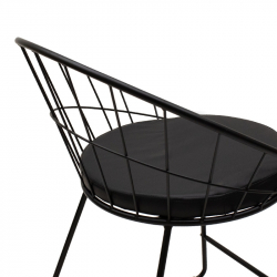 Καρέκλα Seth pakoworld μέταλλο μαύρο-μαξιλάρι PVC μαύρο (58x50x71εκ)