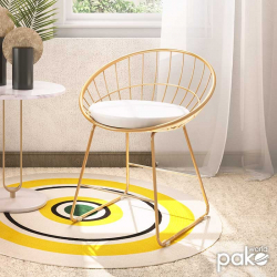 Καρέκλα Seth pakoworld μέταλλο χρυσό-μαξιλάρι PVC λευκό (58x50x71εκ)