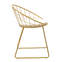 Καρέκλα Seth pakoworld μέταλλο χρυσό-μαξιλάρι PVC λευκό (58x50x71εκ)