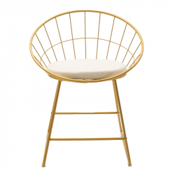 Καρέκλα Seth pakoworld μέταλλο χρυσό-μαξιλάρι PVC λευκό (58x50x71εκ)