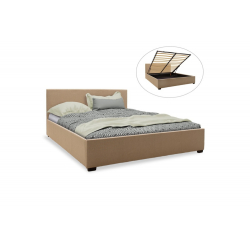 Κρεβάτι Norse pakoworld διπλό ύφασμα εκρού με αποθηκευτικό χώρο 160x200εκ