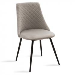 Καρέκλα Giselle pakoworld βελούδο γκρι-μαύρο πόδι (51x52x82εκ)