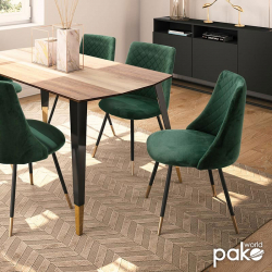 Καρέκλα Giselle pakoworld βελούδο σκούρο πράσινο-μαύρο χρυσό πόδι (51x52x82εκ)