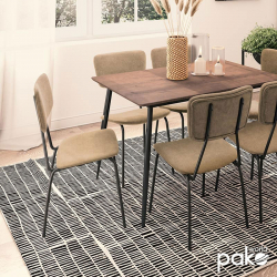 Καρέκλα Tania pakoworld ύφασμα μπεζ antique-μαύρο πόδι (43x53x84εκ)