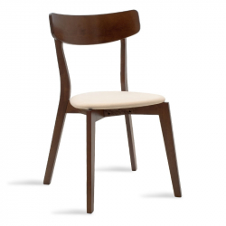 Καρέκλα Toto pakoworld μπεζ ύφασμα-rubberwood καρυδί πόδι (45x48x78εκ)