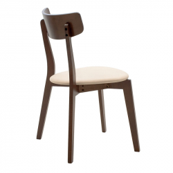 Καρέκλα Toto pakoworld μπεζ ύφασμα-rubberwood καρυδί πόδι (45x48x78εκ)