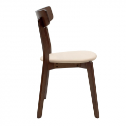 Καρέκλα Toto pakoworld μπεζ ύφασμα-rubberwood καρυδί πόδι (45x48x78εκ)