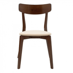 Καρέκλα Toto pakoworld μπεζ ύφασμα-rubberwood καρυδί πόδι (45x48x78εκ)