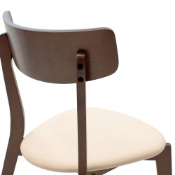 Καρέκλα Toto pakoworld μπεζ ύφασμα-rubberwood καρυδί πόδι (45x48x78εκ)