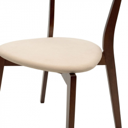 Καρέκλα Toto pakoworld μπεζ ύφασμα-rubberwood καρυδί πόδι (45x48x78εκ)