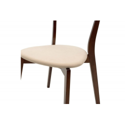 Καρέκλα Toto pakoworld μπεζ ύφασμα-rubberwood καρυδί πόδι (45x48x78εκ)