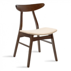 Καρέκλα Orlean pakoworld μπεζ ύφασμα-rubberwood καρυδί πόδι (49x53,5x78εκ)