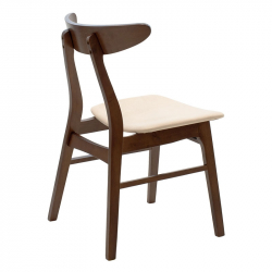 Καρέκλα Orlean pakoworld μπεζ ύφασμα-rubberwood καρυδί πόδι (49x53,5x78εκ)