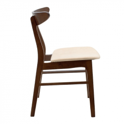 Καρέκλα Orlean pakoworld μπεζ ύφασμα-rubberwood καρυδί πόδι (49x53,5x78εκ)