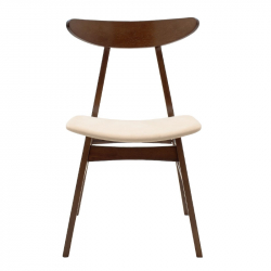 Καρέκλα Orlean pakoworld μπεζ ύφασμα-rubberwood καρυδί πόδι (49x53,5x78εκ)