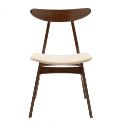 Καρέκλα Orlean pakoworld μπεζ ύφασμα-rubberwood καρυδί πόδι (49x53,5x78εκ)