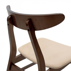 Καρέκλα Orlean pakoworld μπεζ ύφασμα-rubberwood καρυδί πόδι (49x53,5x78εκ)