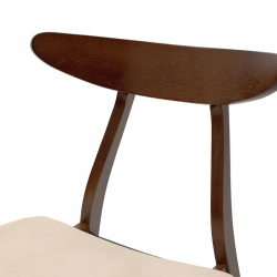 Καρέκλα Orlean pakoworld μπεζ ύφασμα-rubberwood καρυδί πόδι (49x53,5x78εκ)