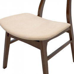 Καρέκλα Orlean pakoworld μπεζ ύφασμα-rubberwood καρυδί πόδι (49x53,5x78εκ)