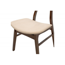 Καρέκλα Orlean pakoworld μπεζ ύφασμα-rubberwood καρυδί πόδι (49x53,5x78εκ)