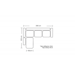 Γωνιακός καναπές δεξιά γωνία Boston pakoworld ύφασμα ciel-cream 280x225x90εκ