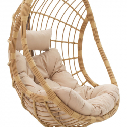 Κούνια Lacie pakoworld κρεμαστή μέταλλο καφέ-pe φυσικό-μαξιλάρι μπεζ (104x125,5x200εκ)