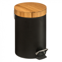 Κάδος απορριμμάτων 3L Dustbin pakoworld μέταλλο-pp μαύρο-oak (17x17x25,5εκ)