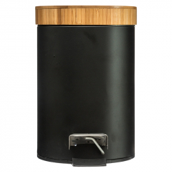 Κάδος απορριμμάτων 3L Dustbin pakoworld μέταλλο-pp μαύρο-oak (17x17x25,5εκ)