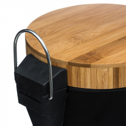 Κάδος απορριμμάτων 3L Dustbin pakoworld μέταλλο-pp μαύρο-oak (17x17x25,5εκ)
