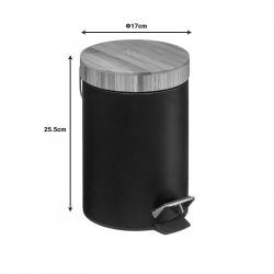 Κάδος απορριμμάτων 3L Dustbin pakoworld μέταλλο-pp μαύρο-oak (17x17x25,5εκ)