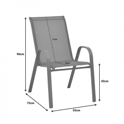 Πολυθρόνα Calan pakoworld μέταλλο μαύρο-textilene μαύρο 55x75x90 εκ