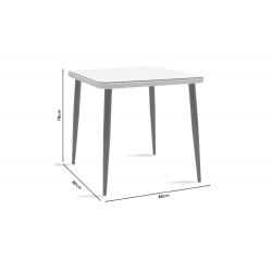 Τραπέζι Naoki pakoworld μέταλλο μαύρο-pe φυσικό-γυαλί 80x80x78εκ