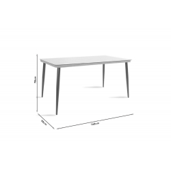 Τραπέζι Naoki pakoworld μέταλλο μαύρο-pe γκρι-γυαλί 160x90x78εκ