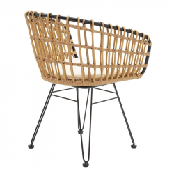 Πολυθρόνα Naoki pakoworld μαύρο μέταλλο-pe φυσικό (61x57x80εκ)