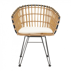 Πολυθρόνα Naoki pakoworld μαύρο μέταλλο-pe φυσικό (61x57x80εκ)