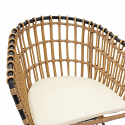 Πολυθρόνα Naoki pakoworld μαύρο μέταλλο-pe φυσικό (61x57x80εκ)