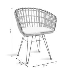 Πολυθρόνα Naoki pakoworld μαύρο μέταλλο-pe φυσικό (61x57x80εκ)
