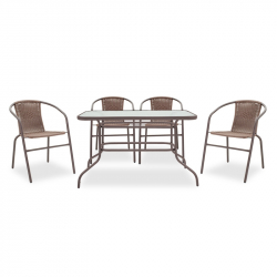 Τραπεζαρία Valor-Obbi σετ 7τεμ pakoworld μέταλλο-pe καφέ