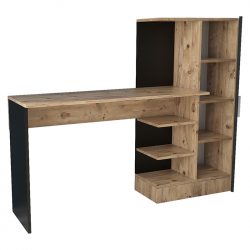 Γραφείο-ραφιέρα Kary pakoworld μαύρο-oak 152,5x40x120εκ