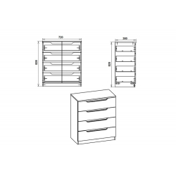 Συρταριέρα Azenor pakoworld 4ων συρταριών καρυδί 72x38x83εκ