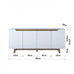 Μπουφές Rafaelo pakoworld λευκό-καρυδί 180x45x78,5εκ