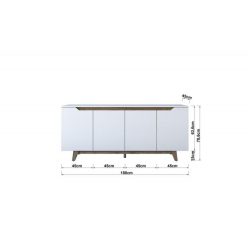 Μπουφές Rafaelo pakoworld λευκό-καρυδί 180x45x78,5εκ