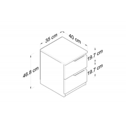 Κομοδίνο Verena pakoworld λευκό-καρυδί 35x40x47εκ