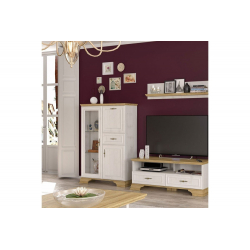 Βιτρίνα Jaden pakoworld golden oak-λευκό antique 93,5x39x133εκ