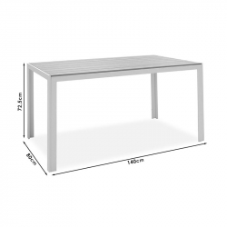 Τραπέζι Nares pakoworld αλουμίνιο λευκό-plywood φυσικό 140x80x72.5εκ
