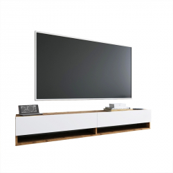 Έπιπλο τηλεόρασης επιτοίχιο Handra pakoworld λευκό-oak 180x31,5x29,5εκ